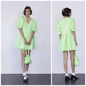 Damson Madder Priya Puff Sleeve Mini Wrap Dress Size 8​